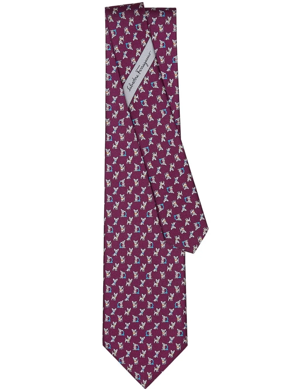 

Ferragamo corbata de seda con estampado Puppy - Morado