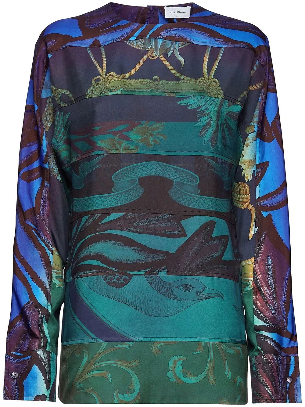 Ferragamo camisa de seda estampada a mano - Verde