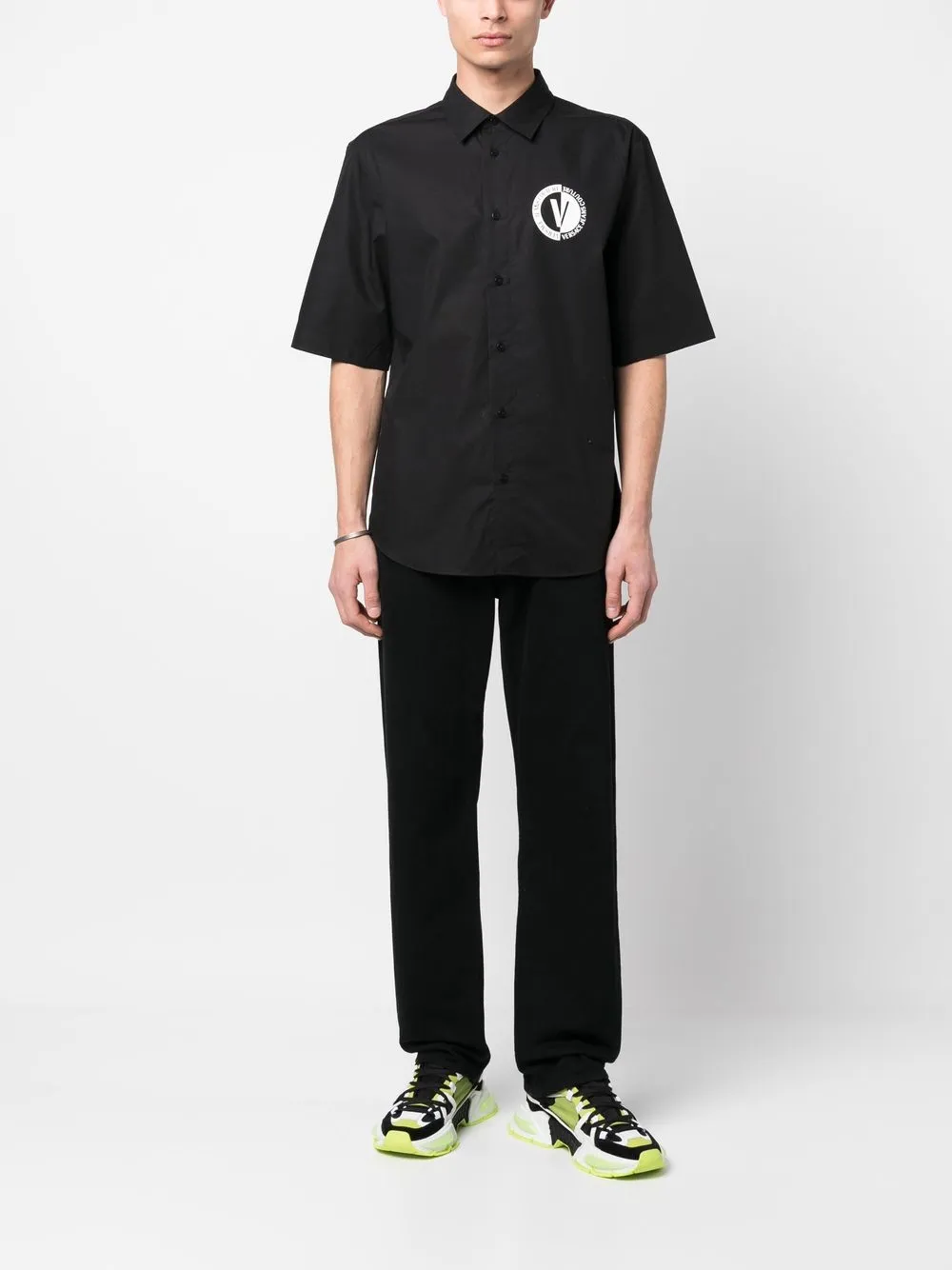 Versace Jeans Couture Overhemd met logoprint - Zwart