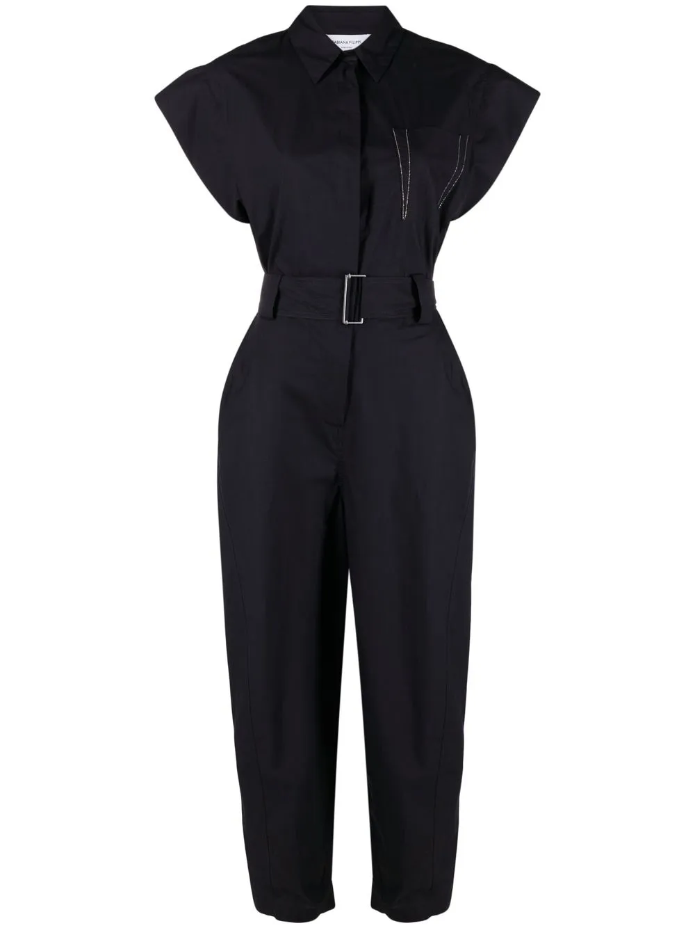 

Fabiana Filippi short-sleeved belted jumpsuit - Blue