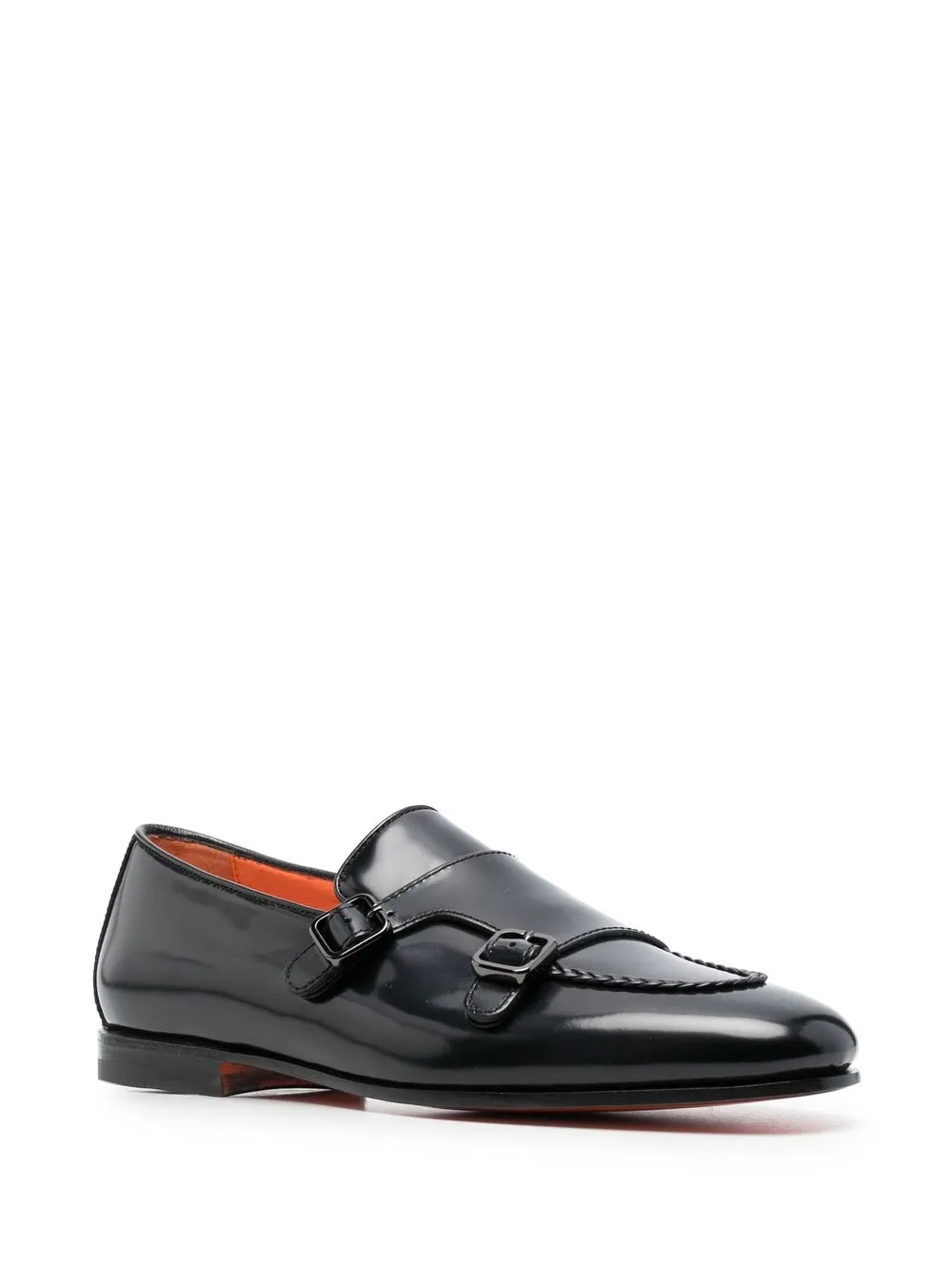 Santoni Leren loafers - Zwart