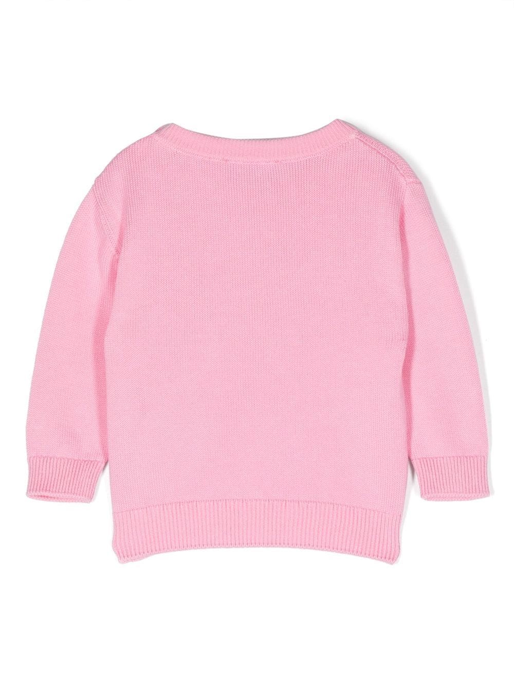 Shop Moschino Teddy Bear Intarsia-knit Jumper In Rosa