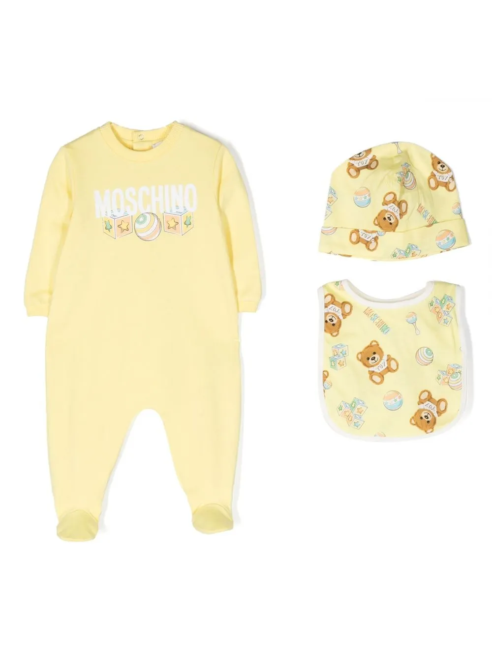 

Moschino Kids logo-print babygrow set - Yellow