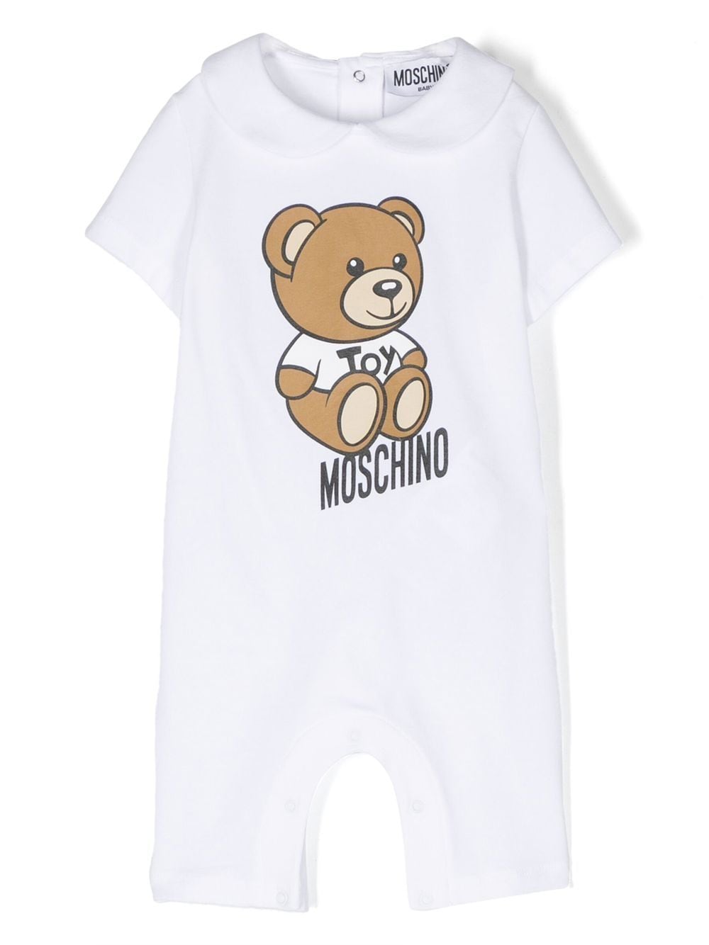 Moschino Babies' Logo-print Short-sleeve Romper In White