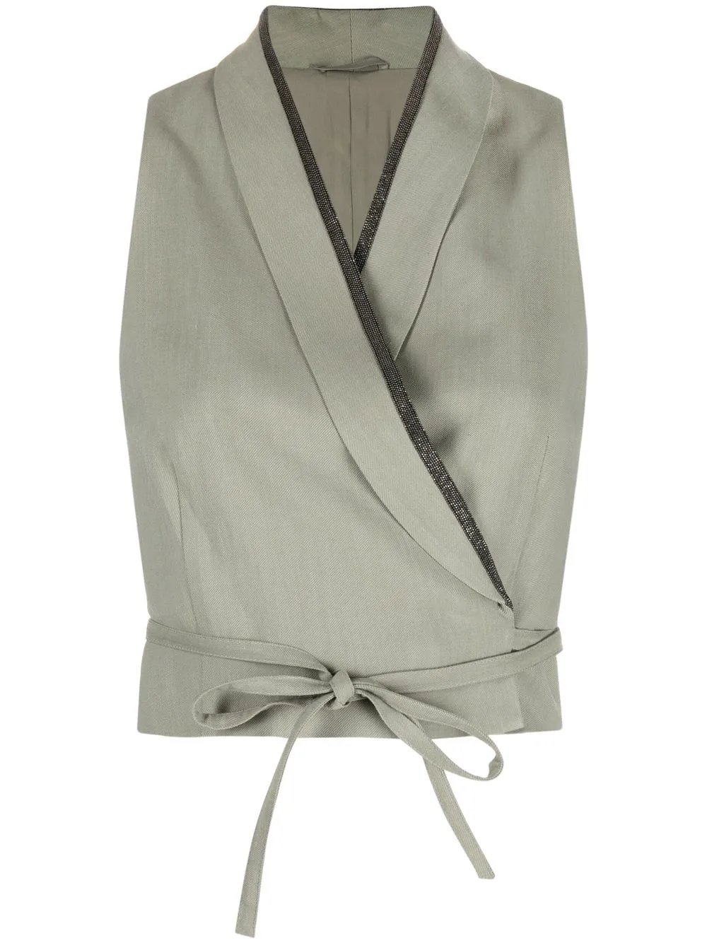 

Brunello Cucinelli tie-waist cropped vest - Green