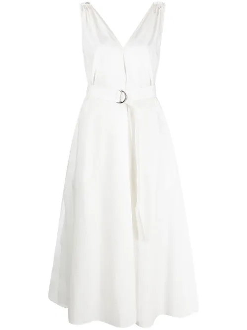 Robe ceinturée à col v - Brunello Cucinelli - Modalova