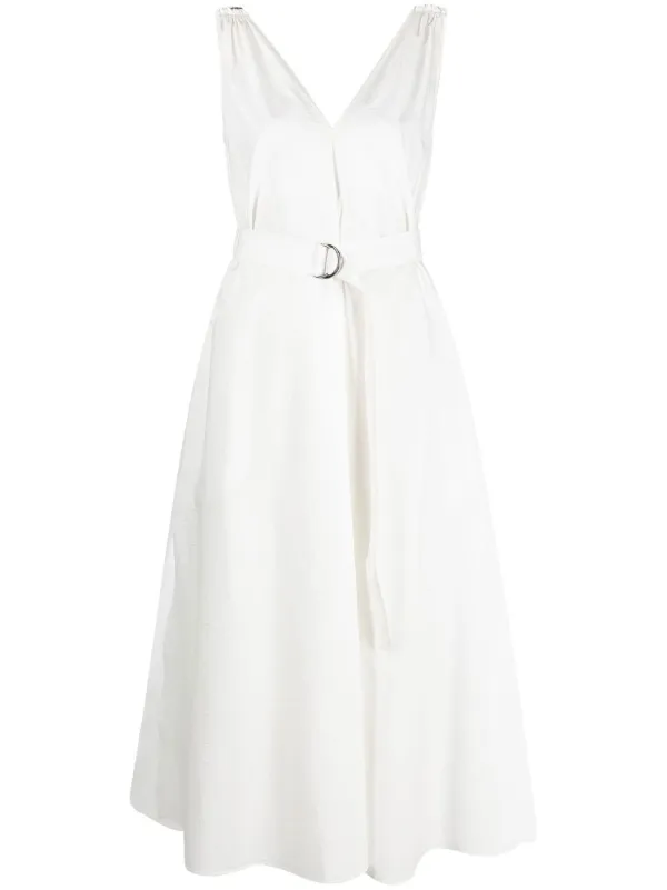【BRUNELLO CUCINELLI】COTTON BELTED DRESS Brunello Cucinelli Belted Poplin Dress | Neutrals | FARFETCH