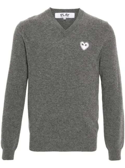Comme Des Garçons Play heart-patch mélange-effect wool jumper