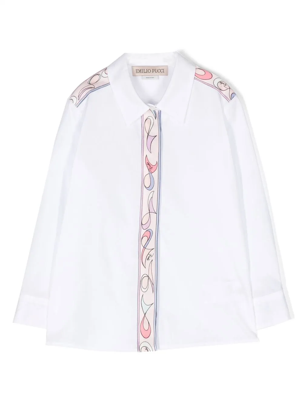 

PUCCI Junior contrast-trim long-sleeve shirt - White