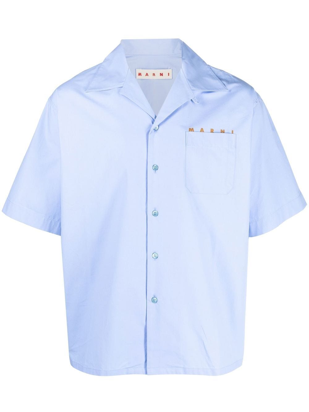 Shop Marni Short-sleeve Cotton Shirt In Blau