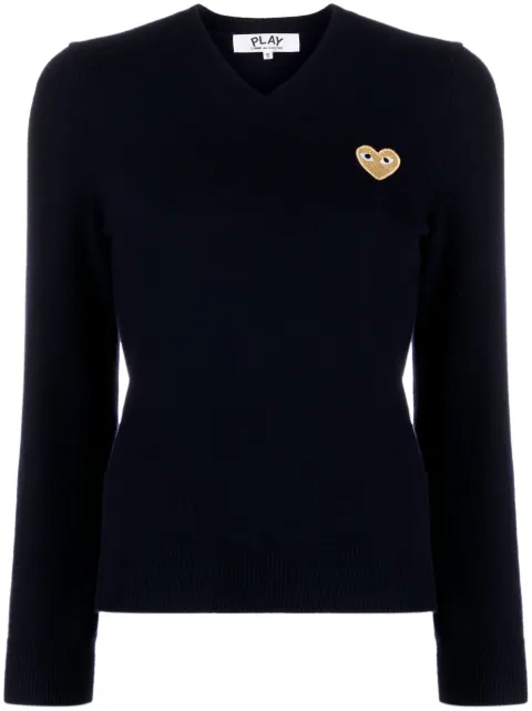 Comme Des Garçons Play heart-patch V-neck wool sweater