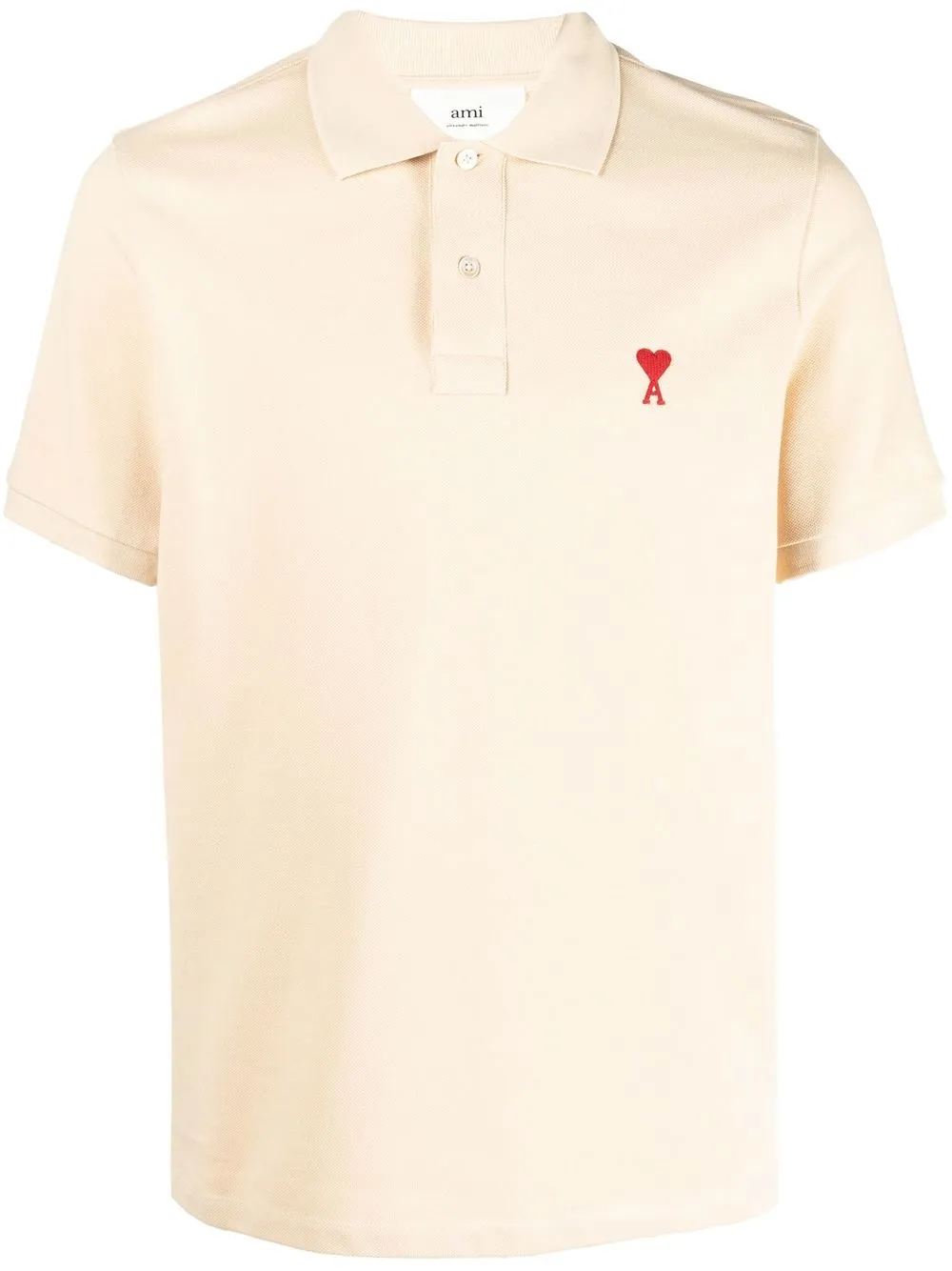

AMI Paris embroidered-logo cotton polo shirt - Neutrals