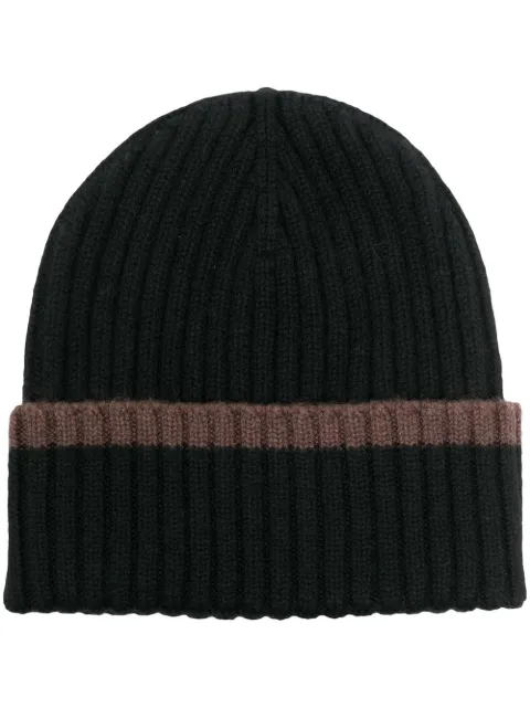 stripe-trim cashmere beanie