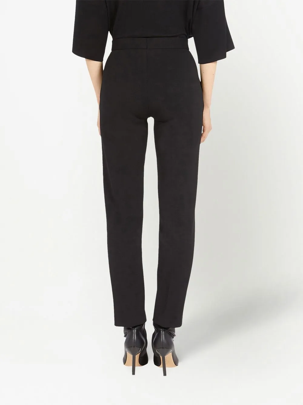 Ferragamo High Waist Jersey Trousers With Jewel Button In Black