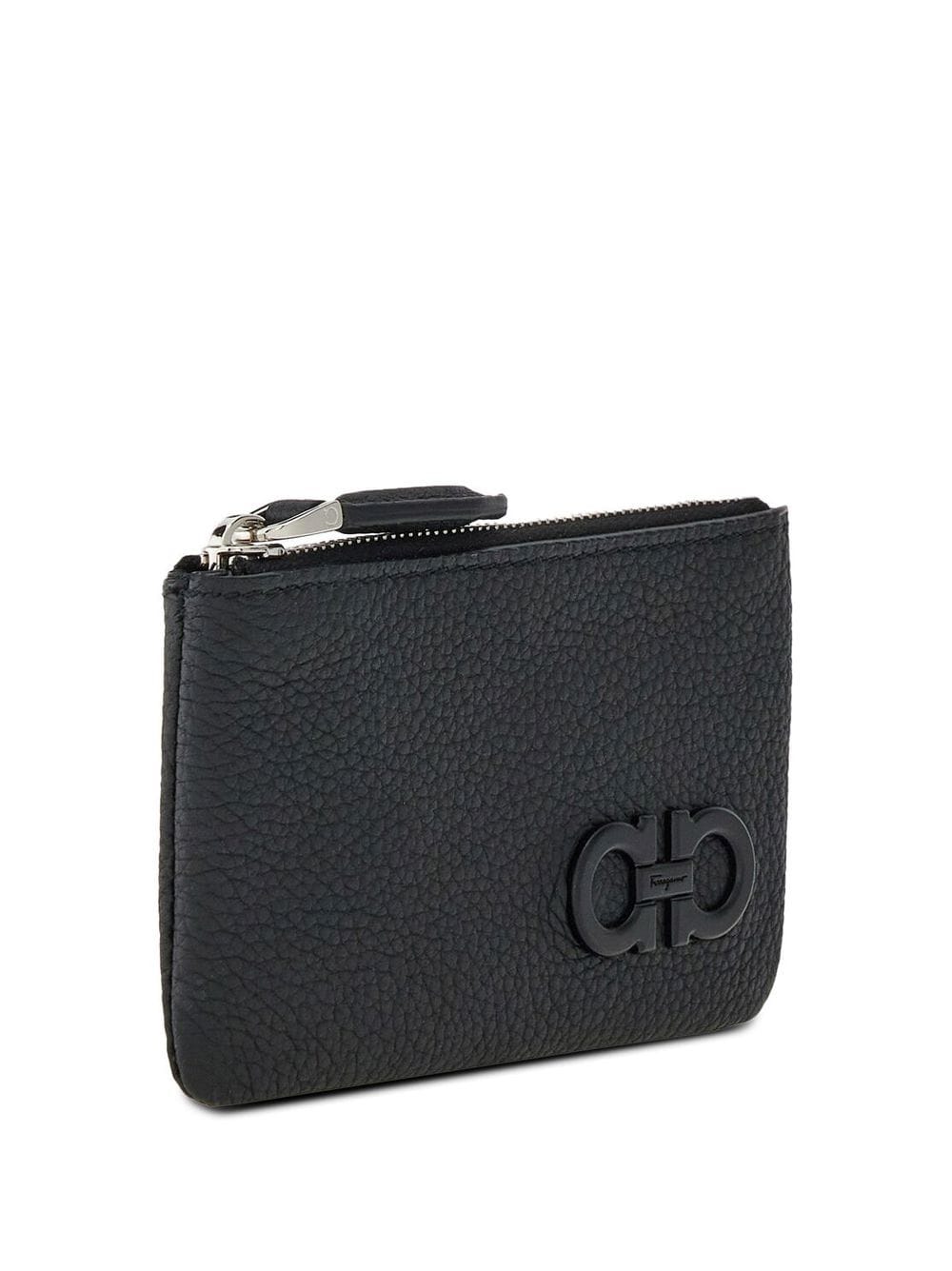 Shop Ferragamo Gancini Leather Keyring In Schwarz