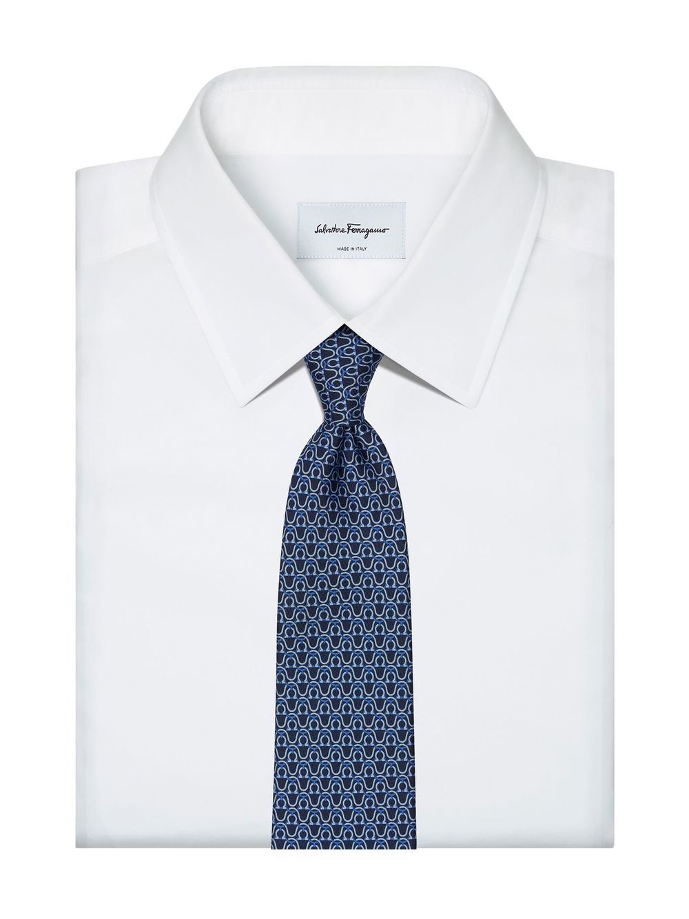 Shop Ferragamo Gancini-print Silk Tie In Blau
