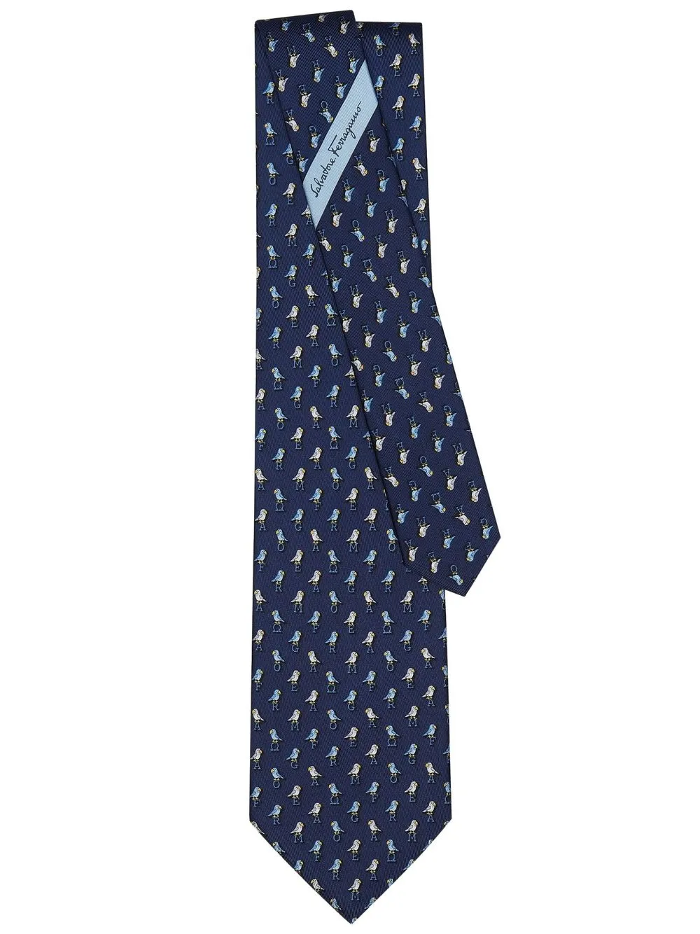 

Ferragamo corbata con loros estampados - Azul