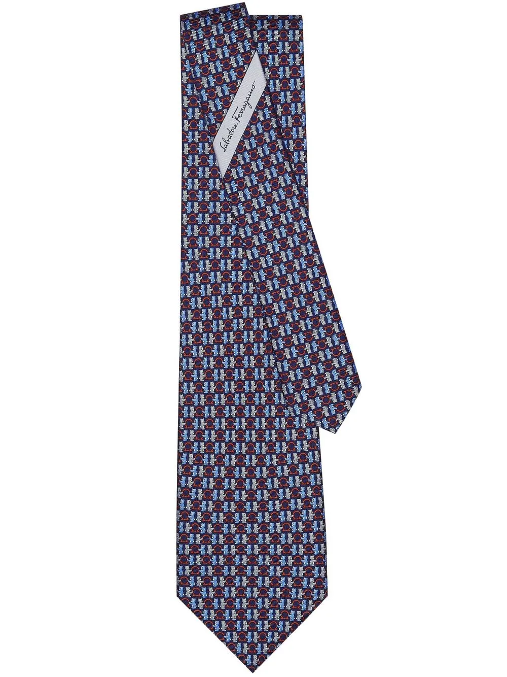 

Ferragamo teddy bear-print silk tie - Blue