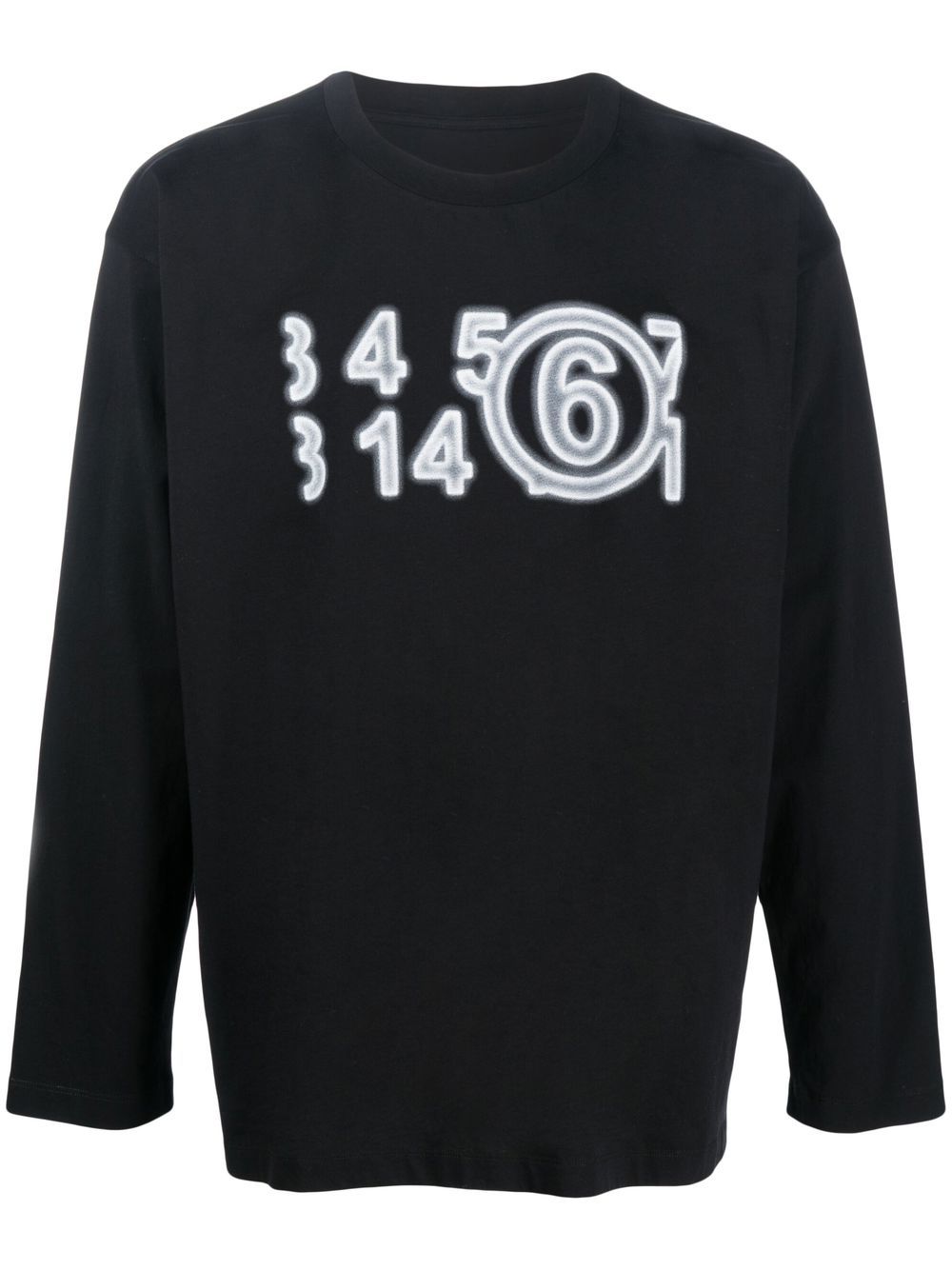 Mm6 Maison Margiela Numbers-print Long-sleeved T-shirt In Black