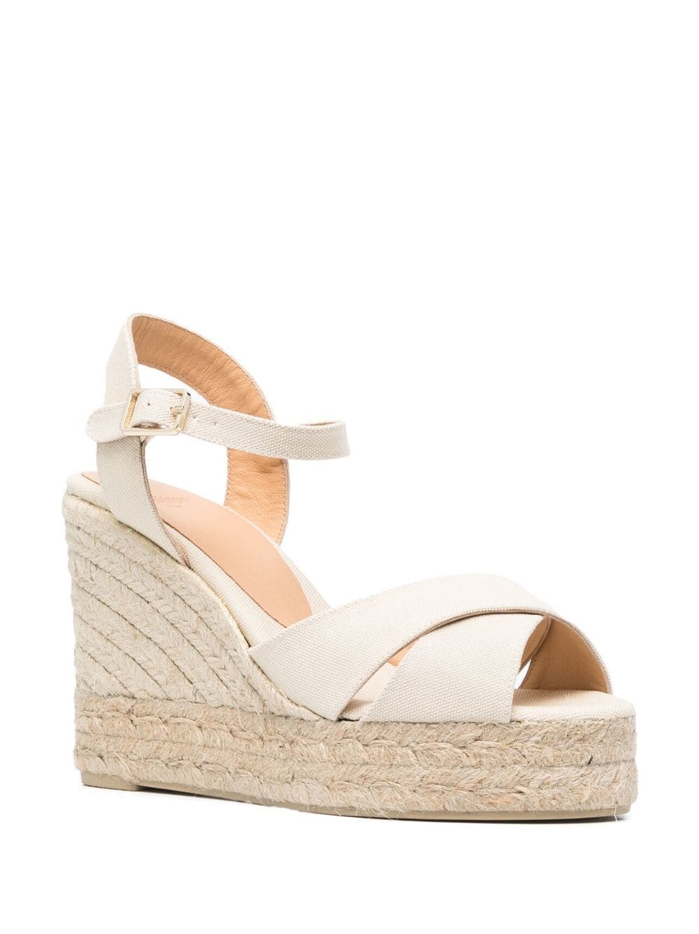 Shop Castaã±er Raffia-sole Sandals In Neutrals