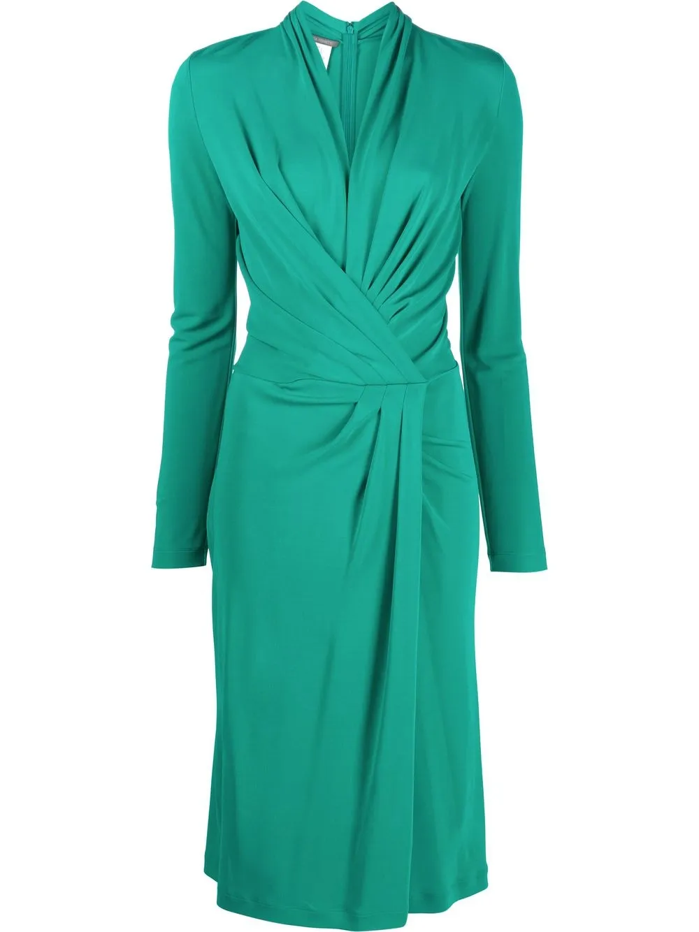Alberta Ferretti Twisted-front Long-sleeved Midi Dress In Green