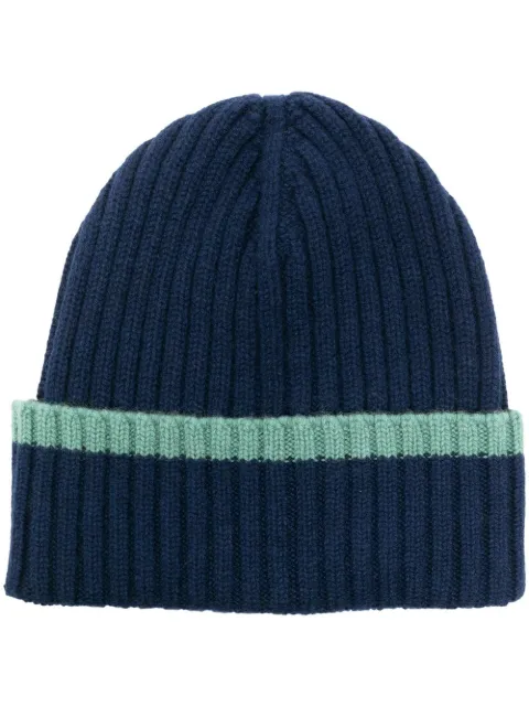 stripe-trim cashmere beanie
