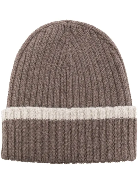 stripe-trim cashmere beanie