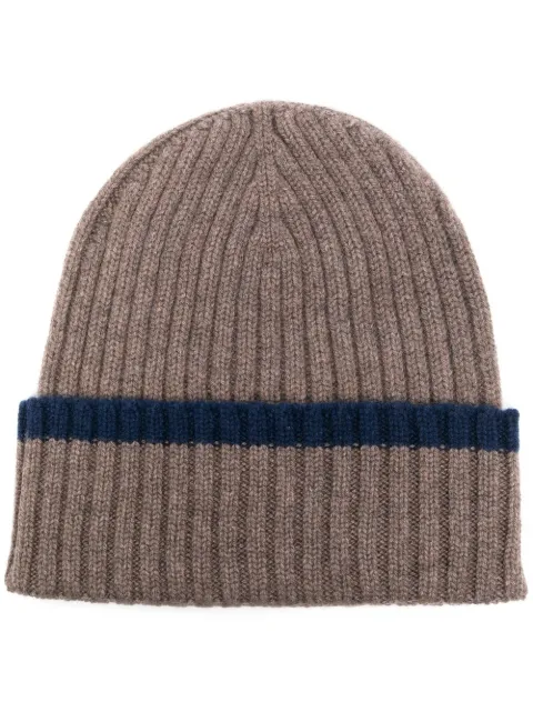 stripe-trim cashmere beanie