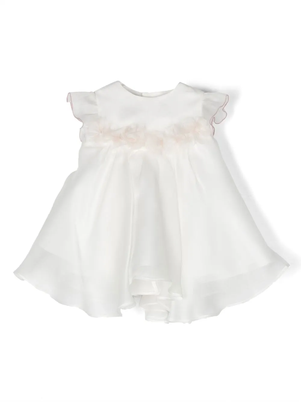 

La Stupenderia floral-appliqué silk-cotton dress - White
