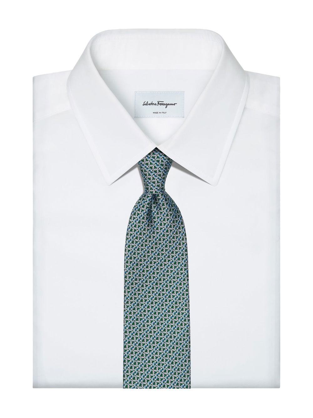 Shop Ferragamo Gancini-print Silk Tie In Green