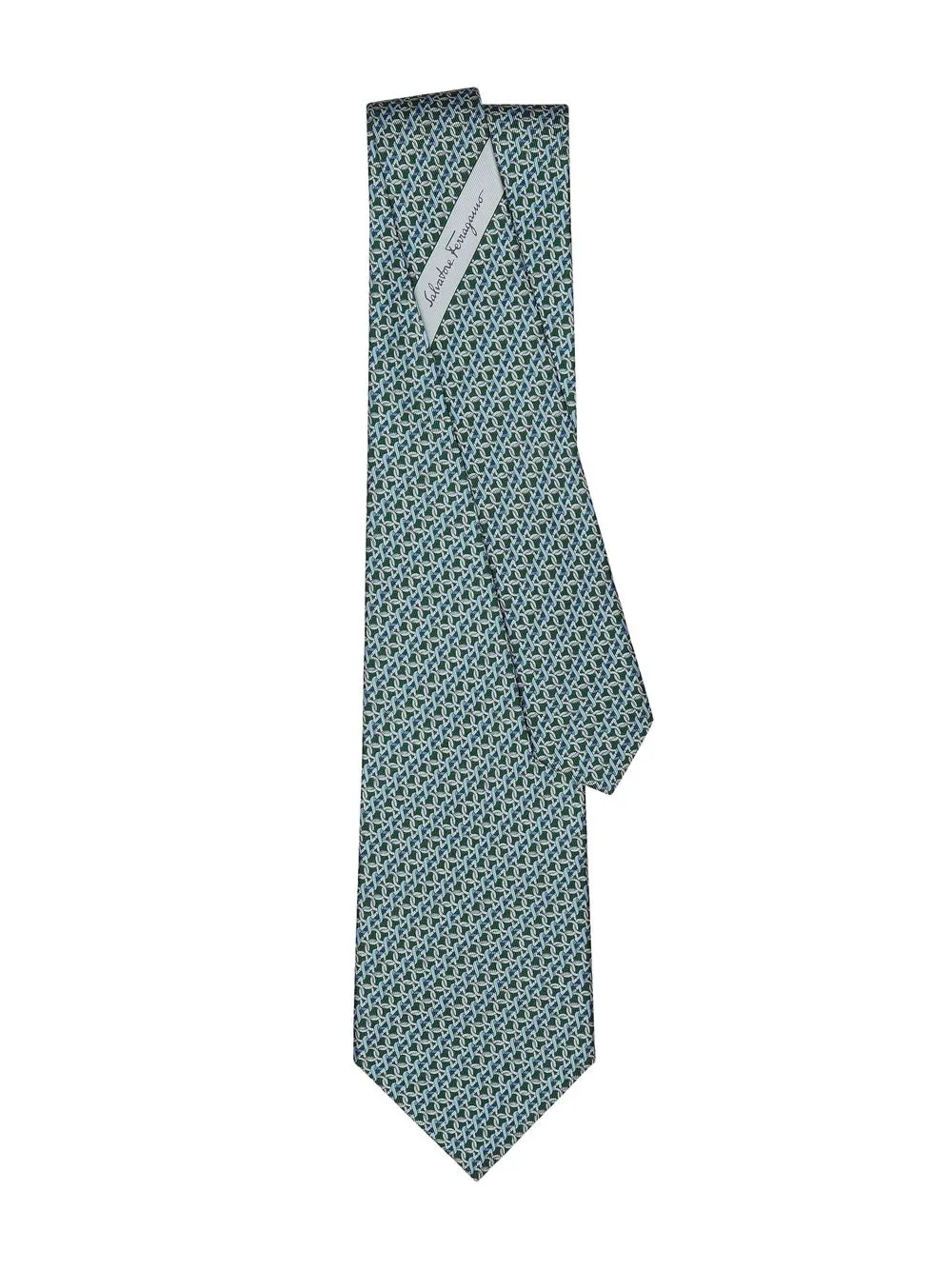 Shop Ferragamo Gancini-print Silk Tie In Green