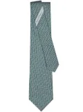 Ferragamo Gancini-print silk tie - Green