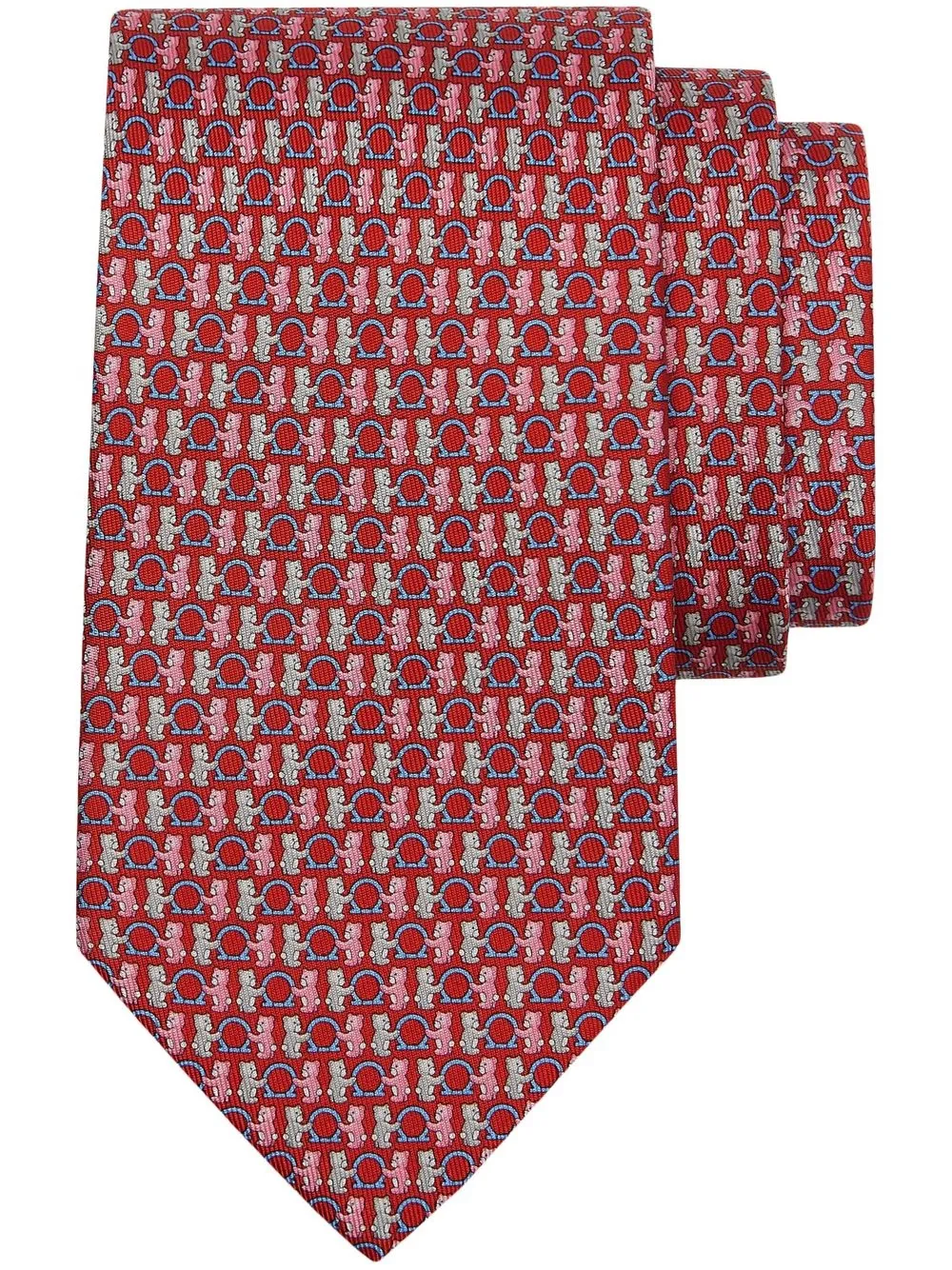 

Ferragamo teddy bear-print silk tie - Red