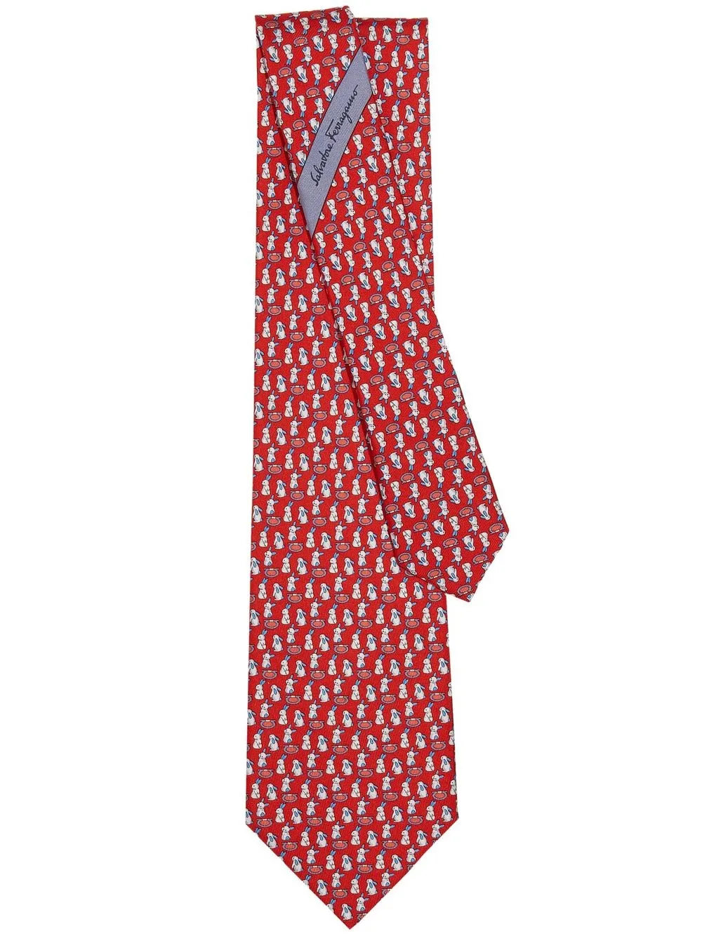 

Ferragamo rabbits-print silk tie - Red