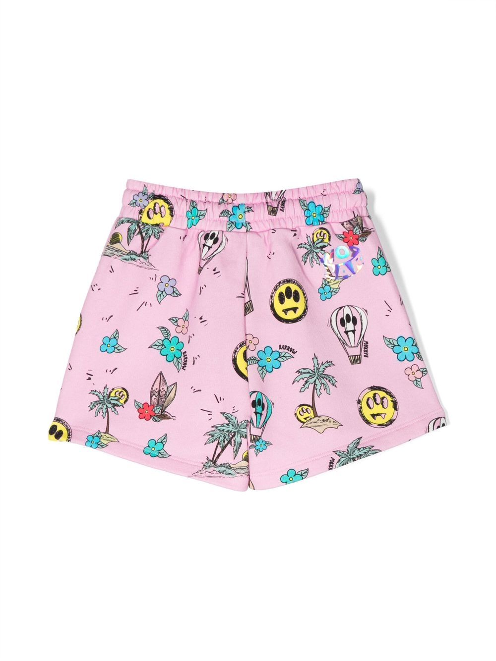 Shop Barrow Graphic-print Track Shorts In Pink