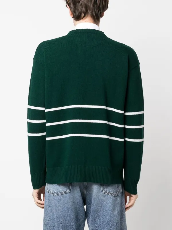 Valentino Garavani logo-intarsia crew-neck Jumper | Green Valentino Garavani logo-intarsia crew-neck Jumper | Green