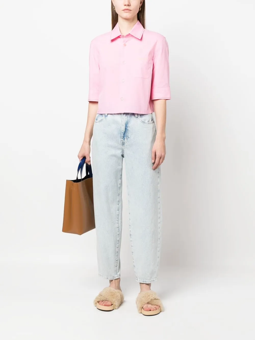 Marni Blouse met geborduurd logo - Roze