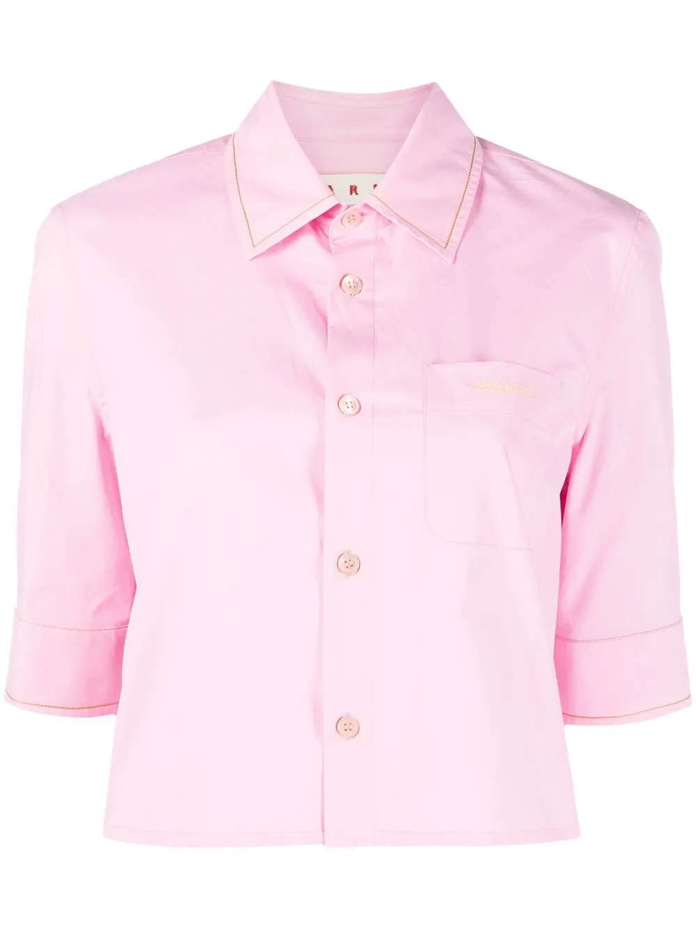 

Marni logo-embroidered cropped shirt - Pink