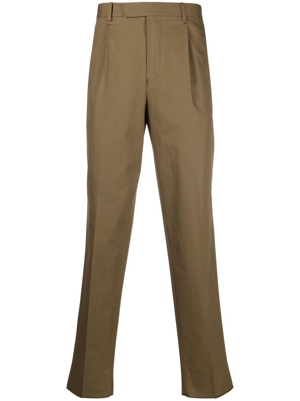 Zegna Pleated Loose Fit Trousers In Green