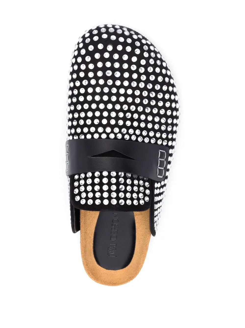 Shop Jw Anderson Rhinestone-embellished Leather Slippers In Schwarz