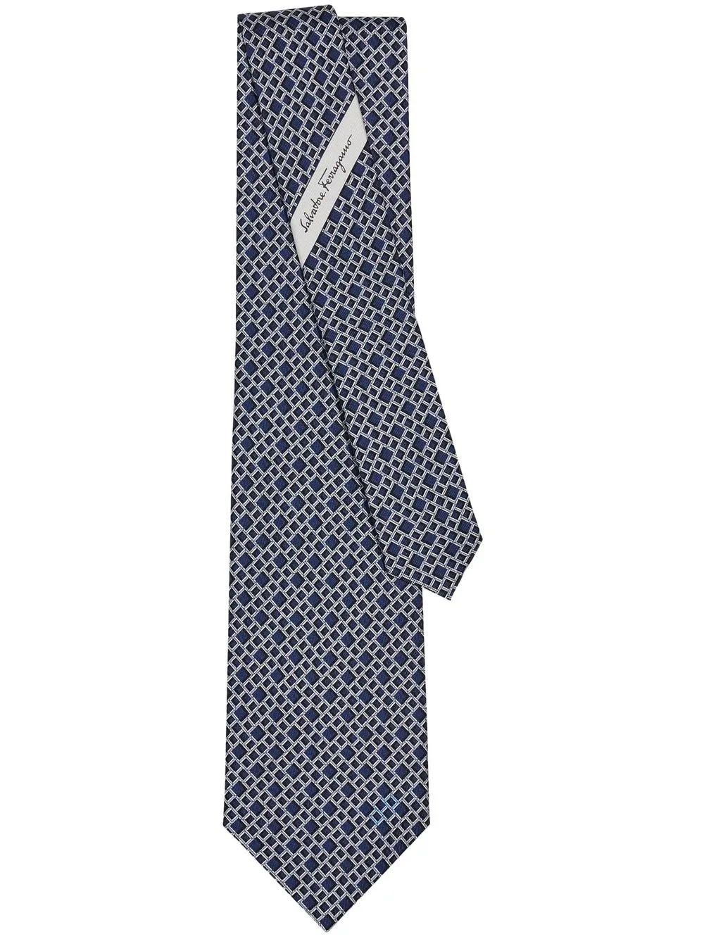 

Ferragamo corbata de seda con estampado rebus - Azul