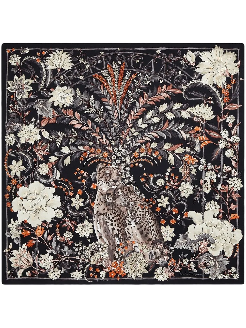 

Ferragamo mascada de seda con estampado floral - Negro