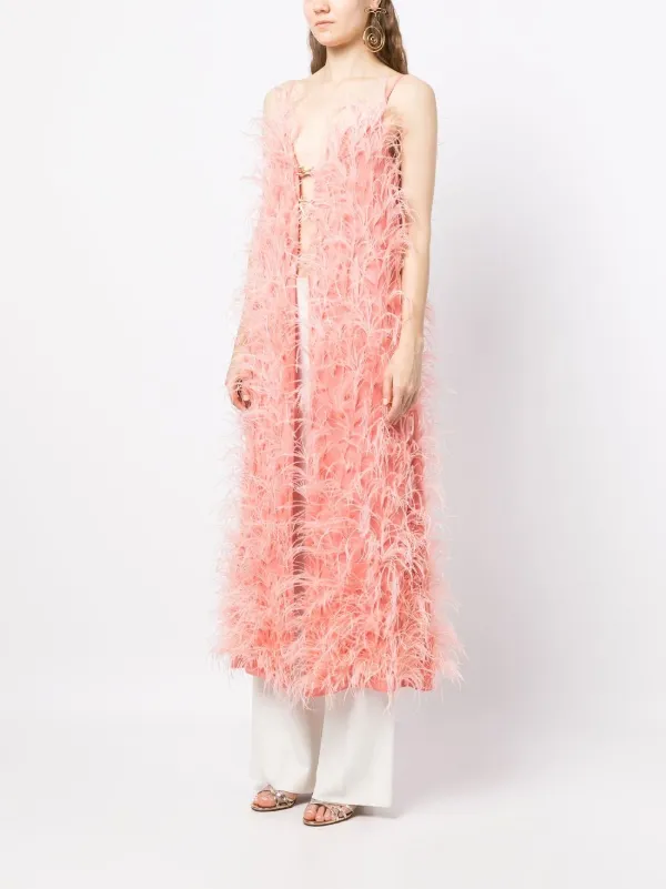 (未使用･未開封品)　Gotta Get Over Greta lok26k6 Cult Gaia Feather open-front Tunic | Pink | FARFETCH