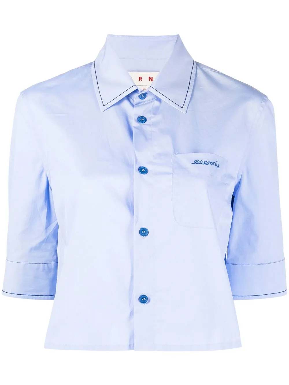 

Marni logo-embroidered cropped shirt - Blue