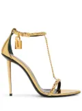TOM FORD Padlock 105mm mirrored leather sandals - Gold