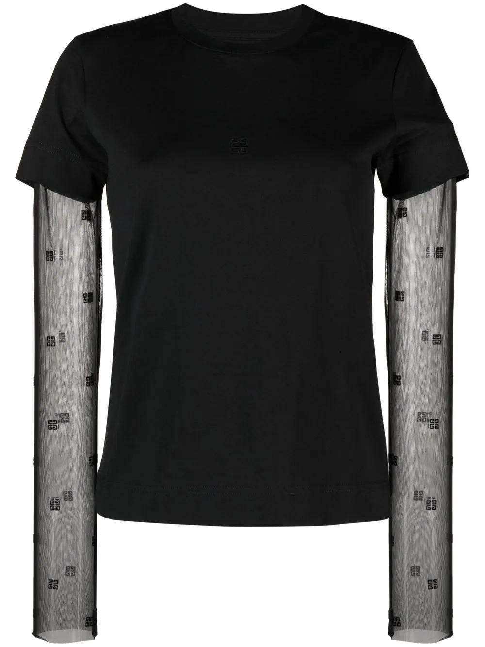 Givenchy T-shirt con maniche in tulle - Nero