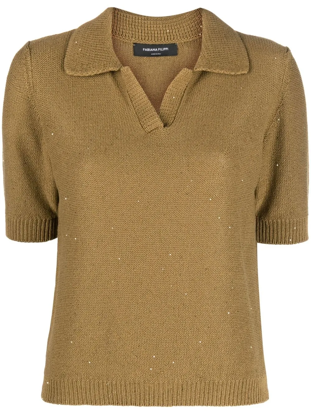 

Fabiana Filippi sequin-embellished knitted polo top - Green