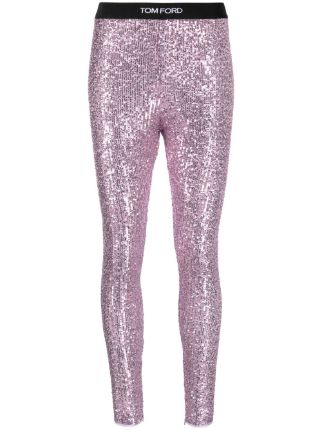 TOM FORD Sequined Zip-Cuff Leggings