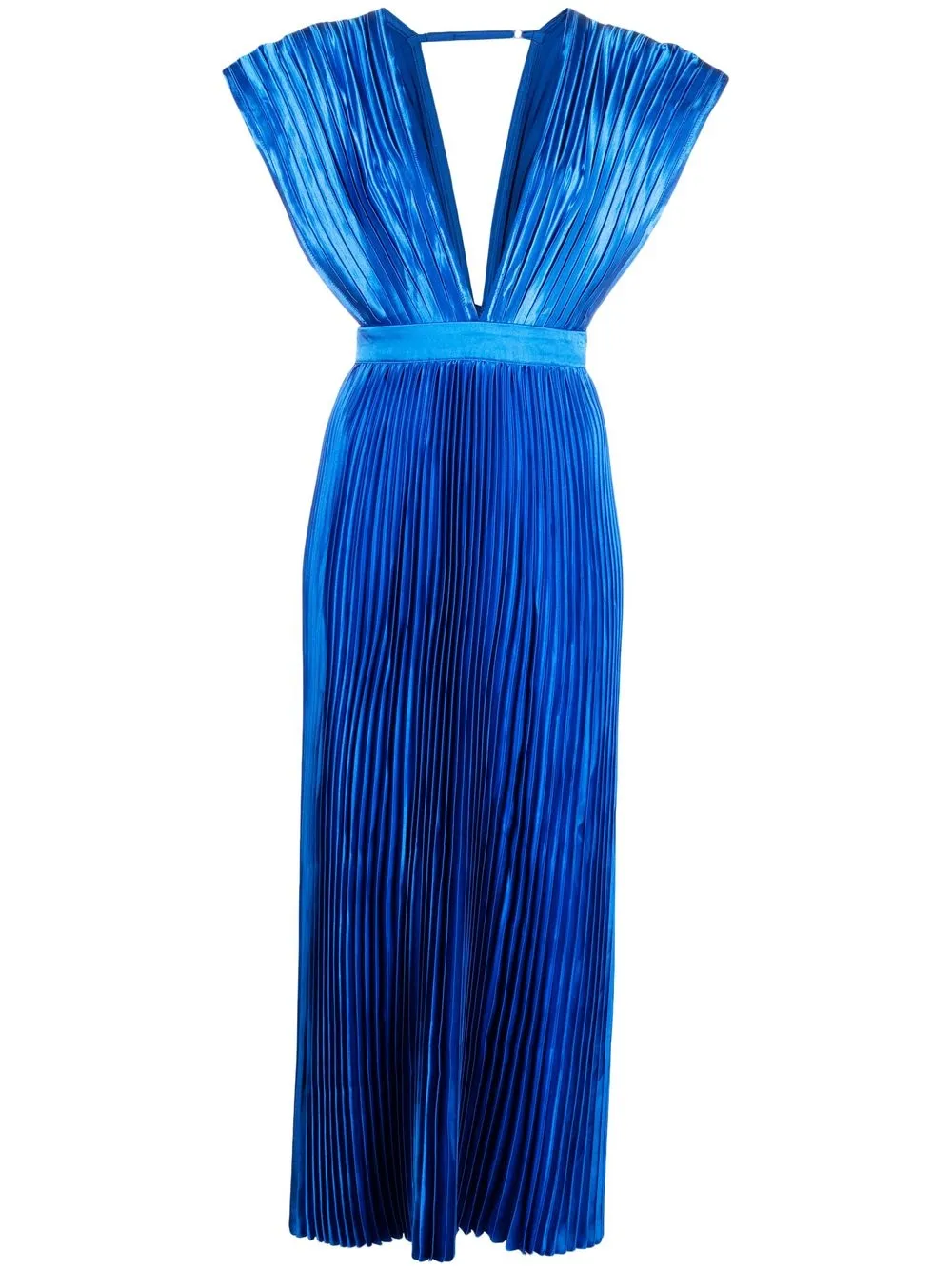 

L'IDÉE pleated plunge-neck maxi dress - Blue