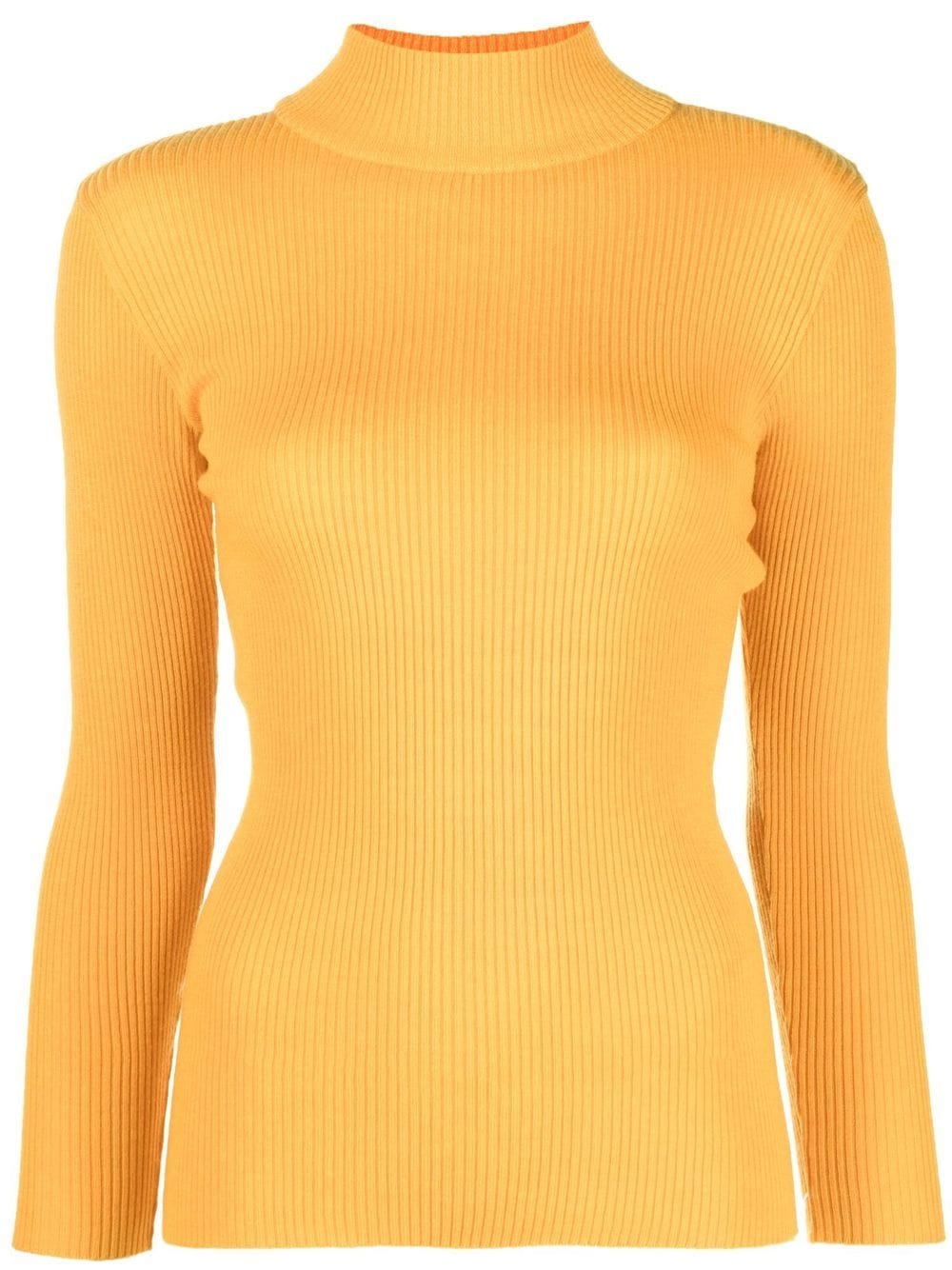 Pre-owned Saint Laurent 1970s Mock Neck Ribbed Jumper In Yellow